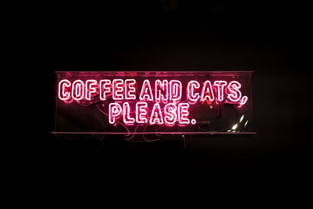 coffee and cat sign