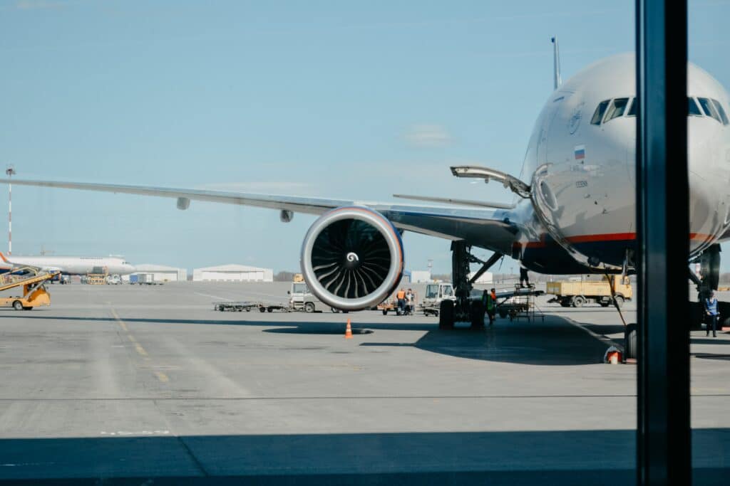 airport with a plane